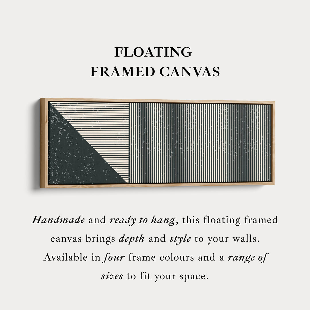 Wide Geometric Wall Art Beige Black Minimalist Long Canvas