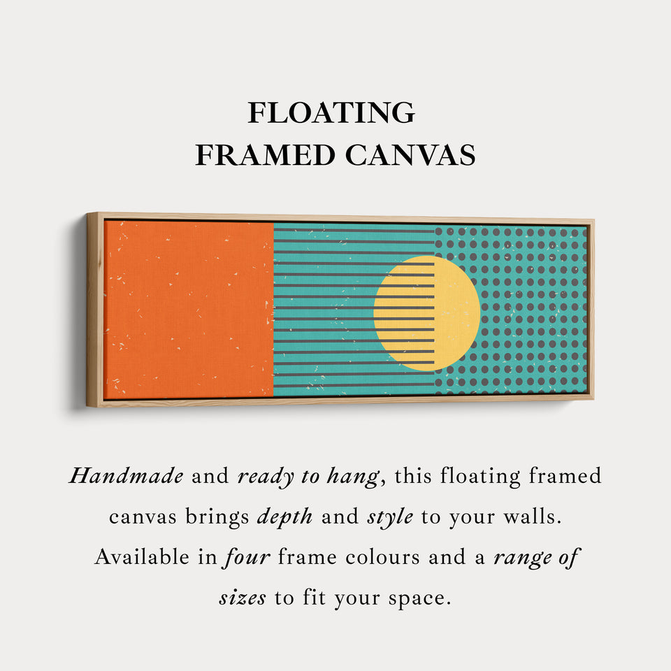 Horizontal Wall Art Orange Yellow Blue Long Canvas Modern Retro Style