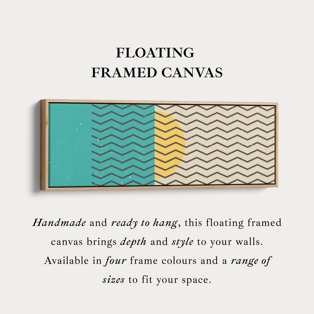 Long Narrow Canvas Blue Yellow Beige Skinny Wall Art Geometric Pattern