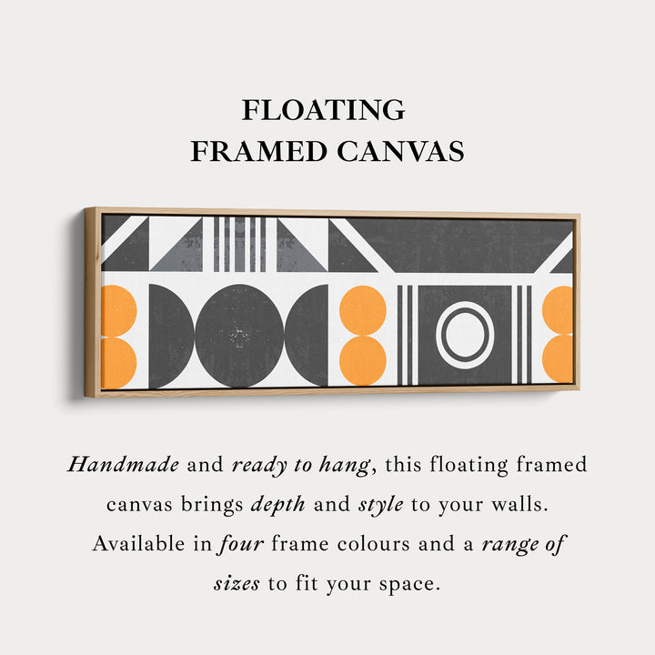 Wide Wall Art Orange Grey Geometric Long Canvas For Living Room