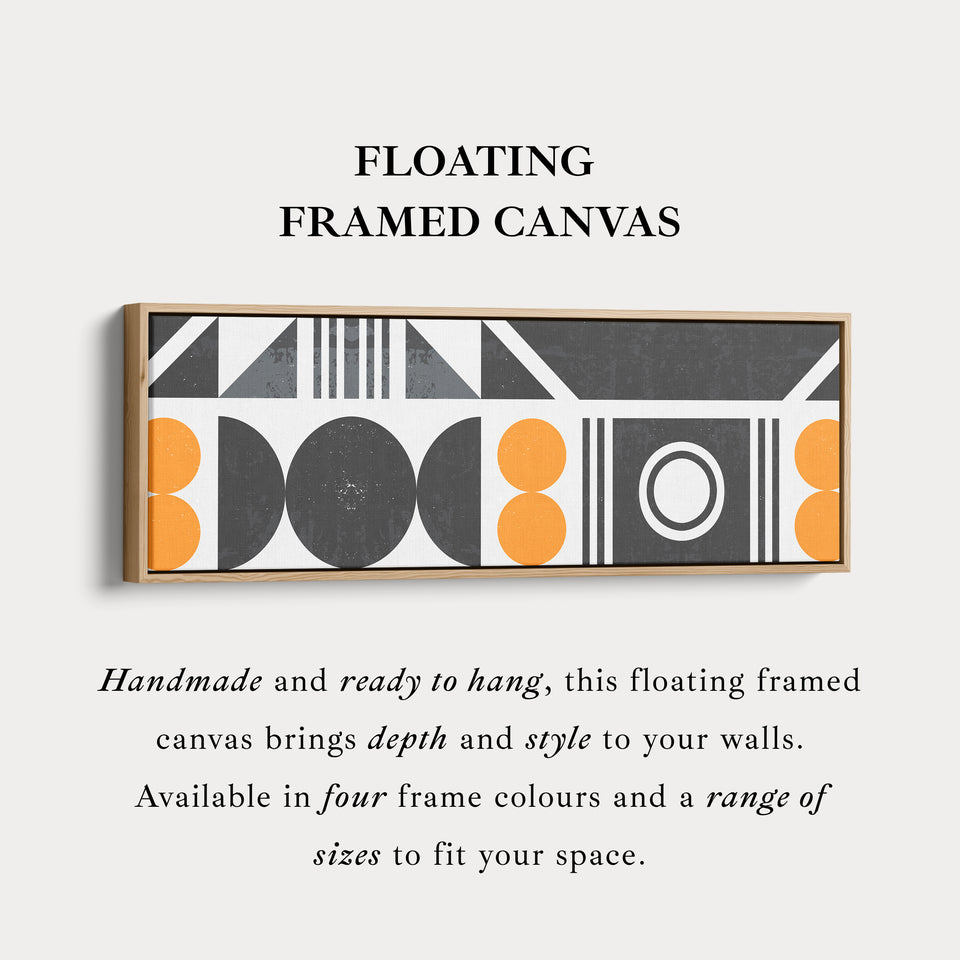 Wide Wall Art Orange Grey Geometric Long Canvas For Living Room