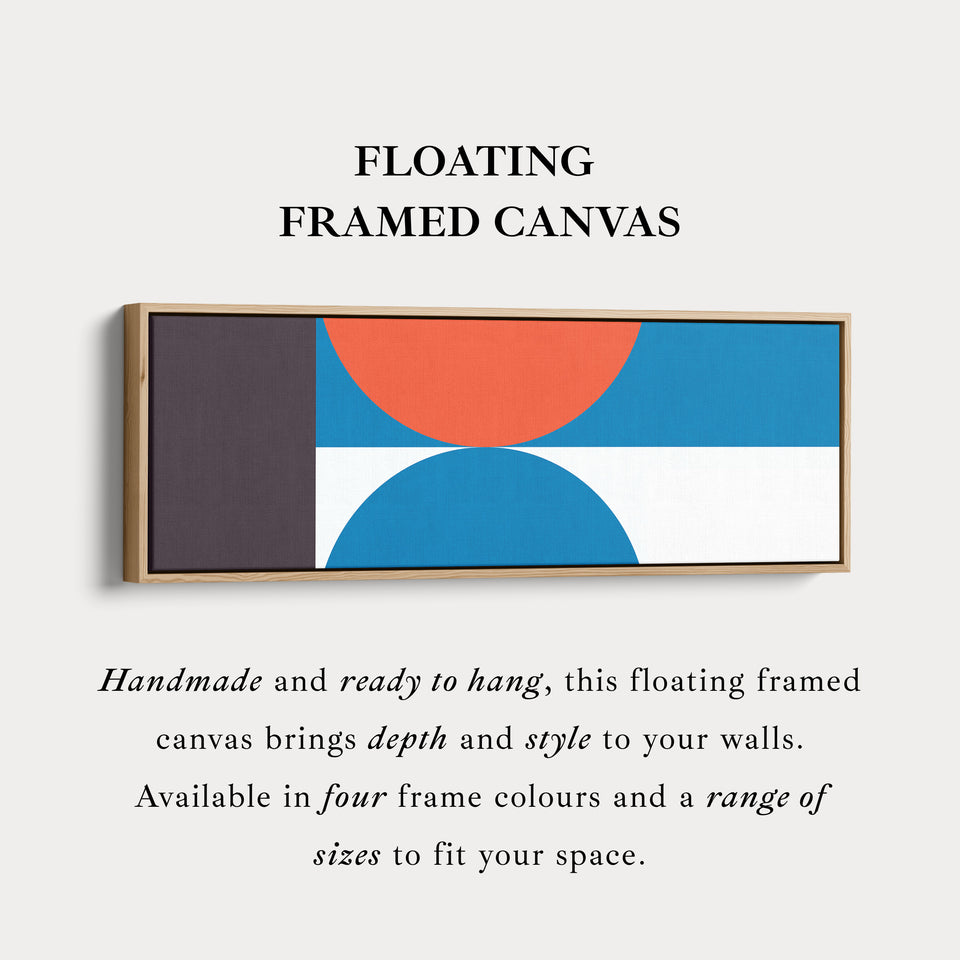 Long Narrow Canvas Blue Orange Minimalist Geometric Wall Art