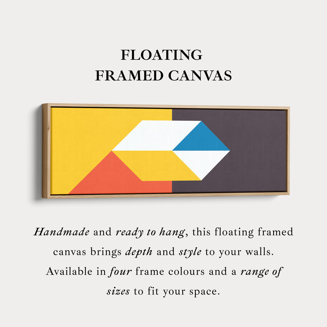 Horizontal Wall Art Geometric Blue Orange Pattern Long Canvas