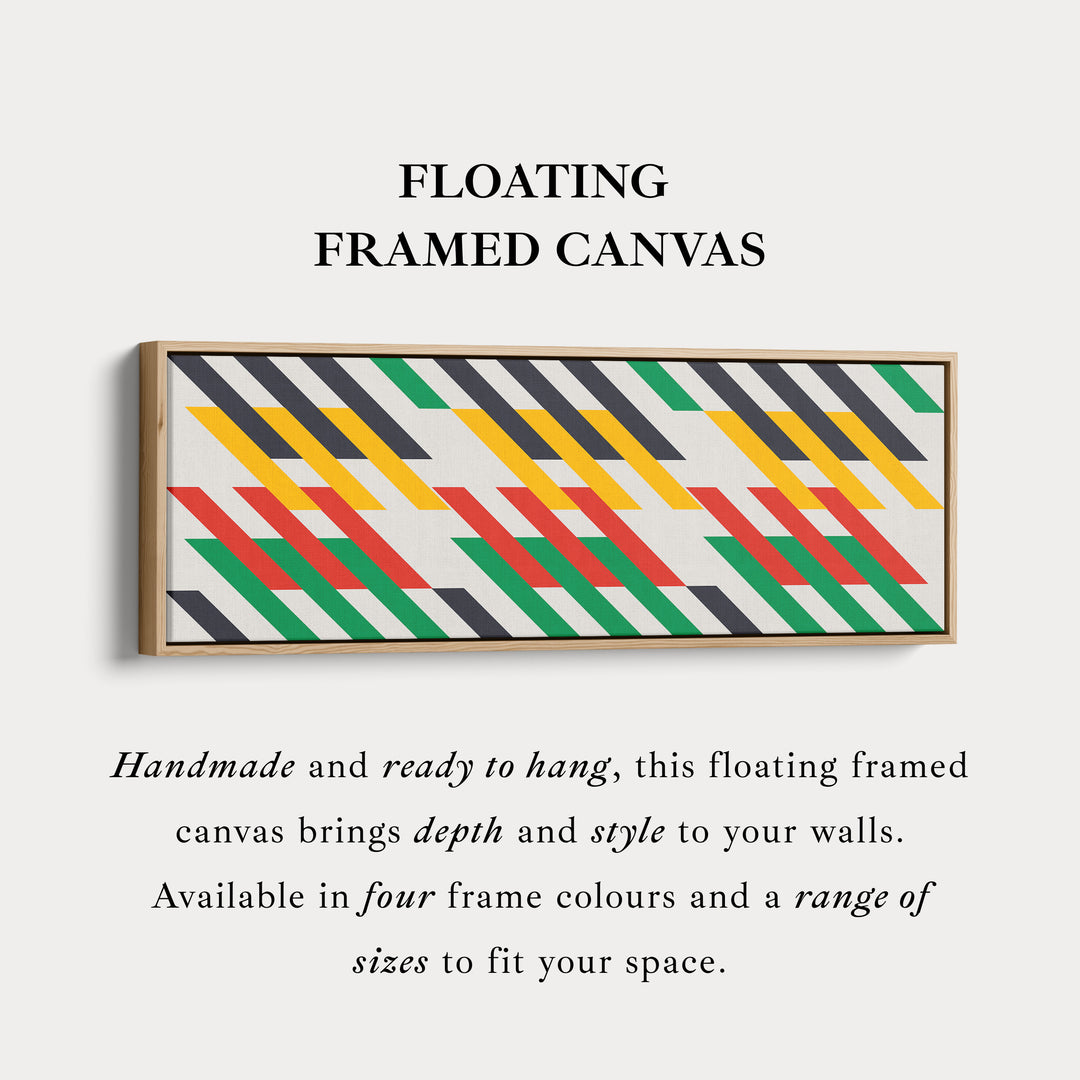 Wide Panoramic Wall Art Yellow Red Green Geometric Long Canvas