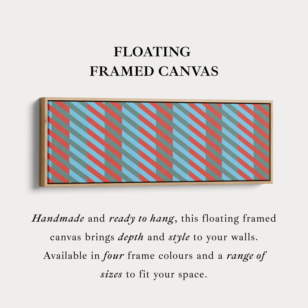 Horizontal Wall Art Blue Red Grey Modern Stripe Long Canvas