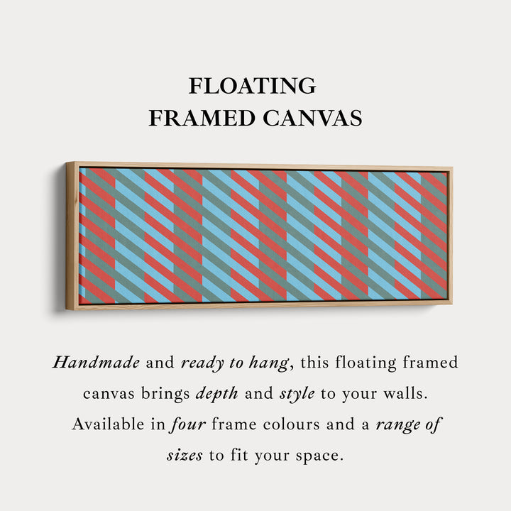 Horizontal Wall Art Blue Red Grey Modern Stripe Long Canvas