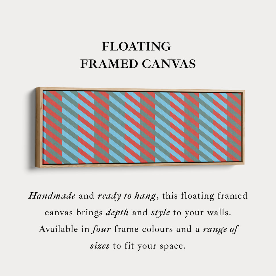 Horizontal Wall Art Blue Red Grey Modern Stripe Long Canvas