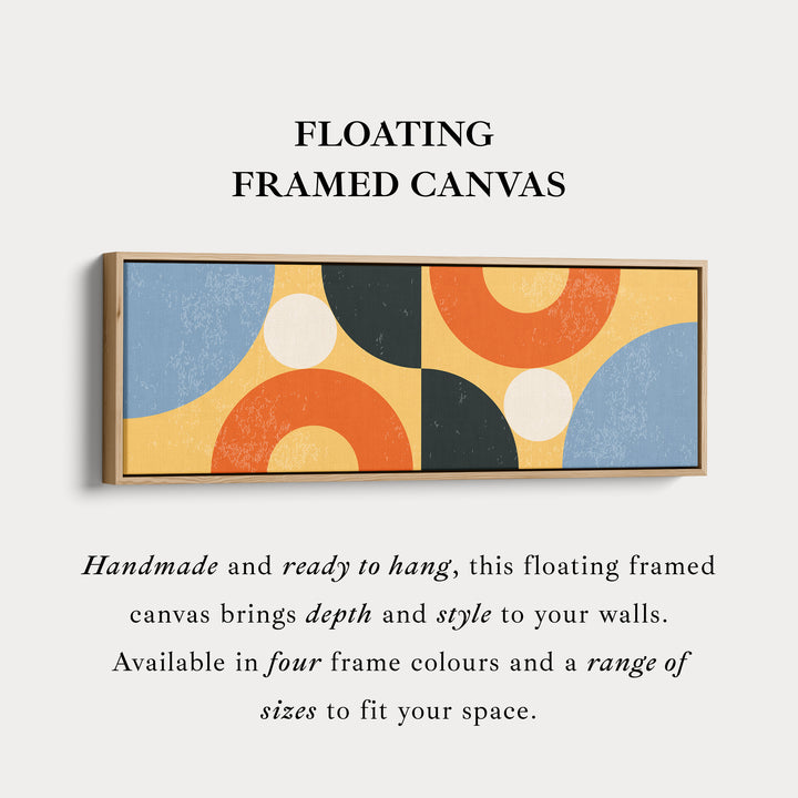 Wide Canvas Blue Orange Yellow Geometric Above Bed Wall Art