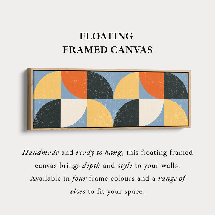 Panoramic Wall Art Blue Orange Yellow Modern Pattern Long Canvas