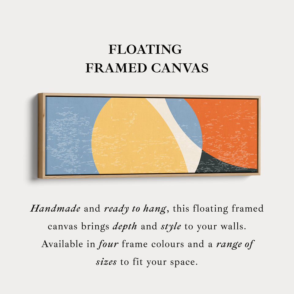 Horizontal Wall Art Yellow Orange Blue Contemporary Canvas