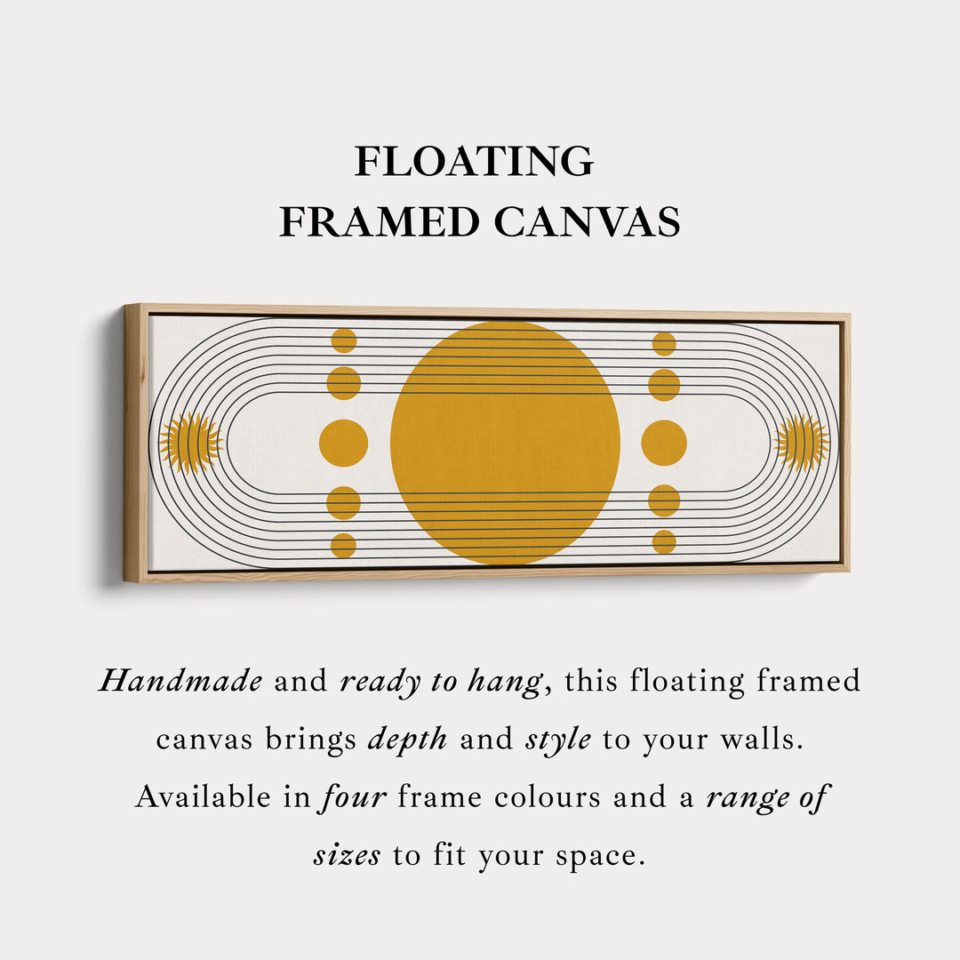 Long Canvas Yellow Orange Abstract Circle Line Art Horizontal