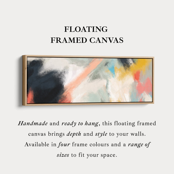 Horizontal Wall Art Abstract Orange Yellow Blue Long Canvas