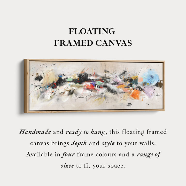 Panoramic Wall Art Abstract Beige Orange Blue Long Canvas