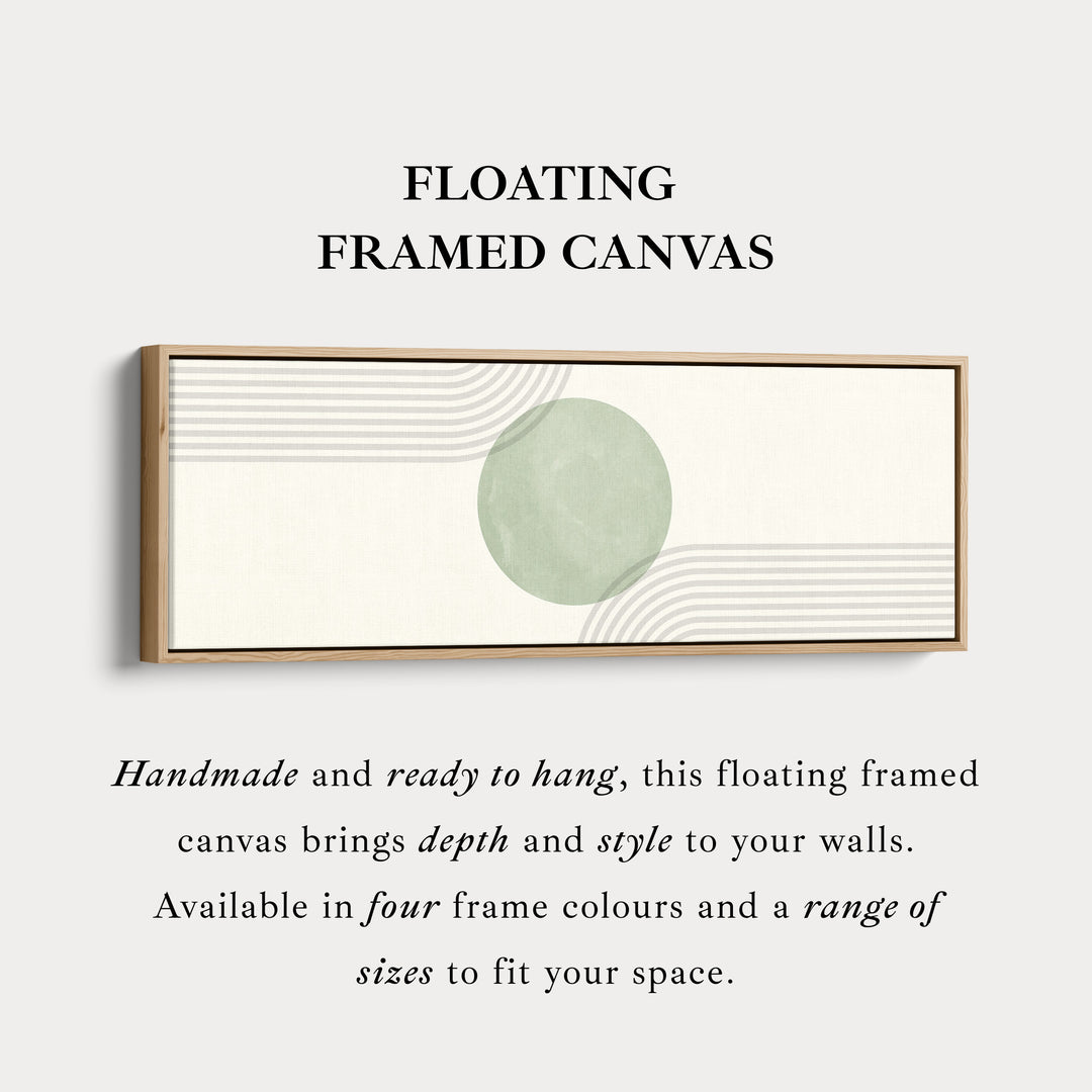 Long Narrow Canvas Minimalist Sage Green Circle For Modern Home