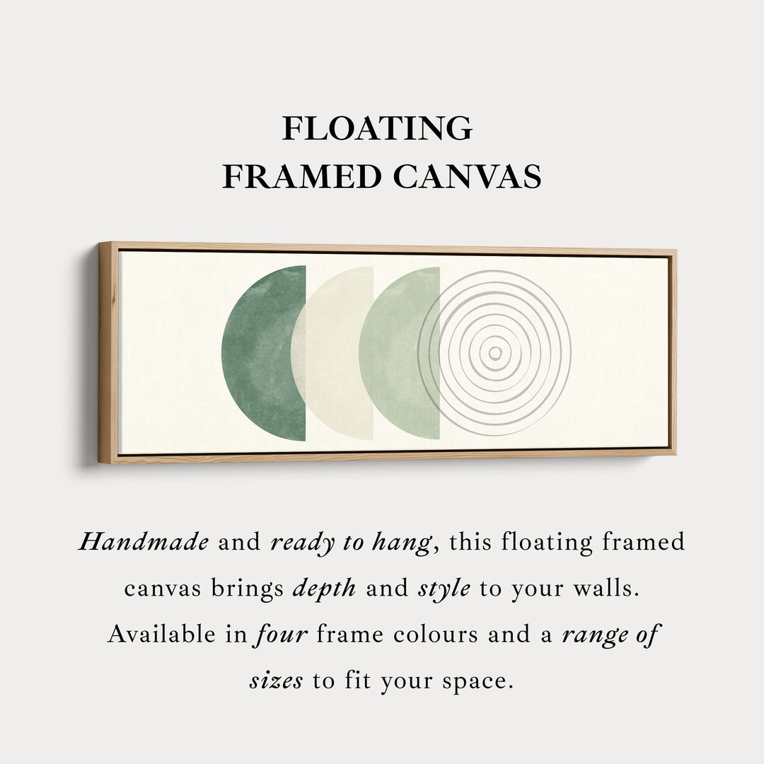 Long Narrow Canvas Neutral Green Circles For Bedroom Or Living Room