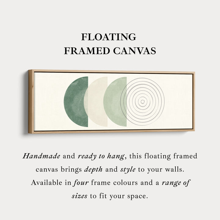 Long Narrow Canvas Neutral Green Circles For Bedroom Or Living Room