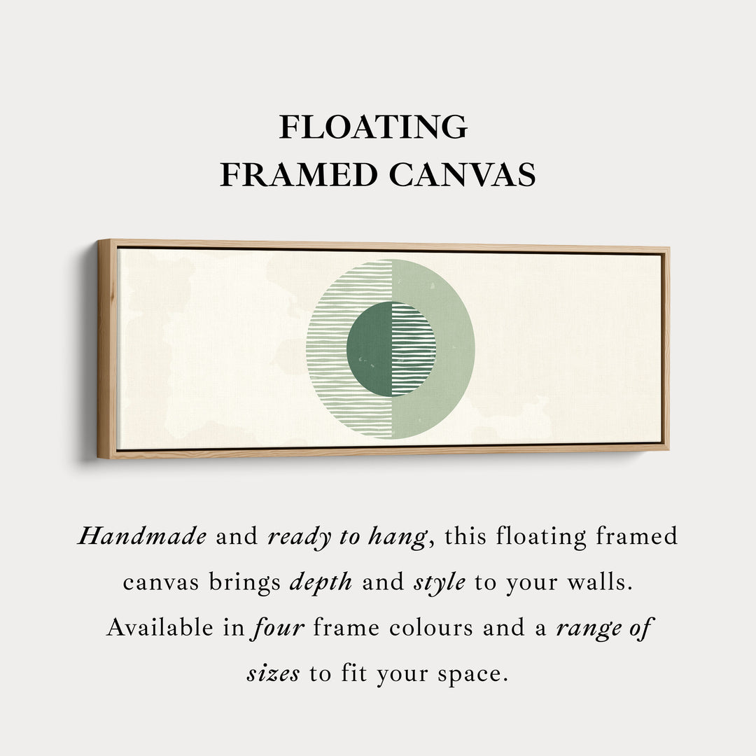 Horizontal Wall Art Three Green Circles With Soft Stripe Detailing