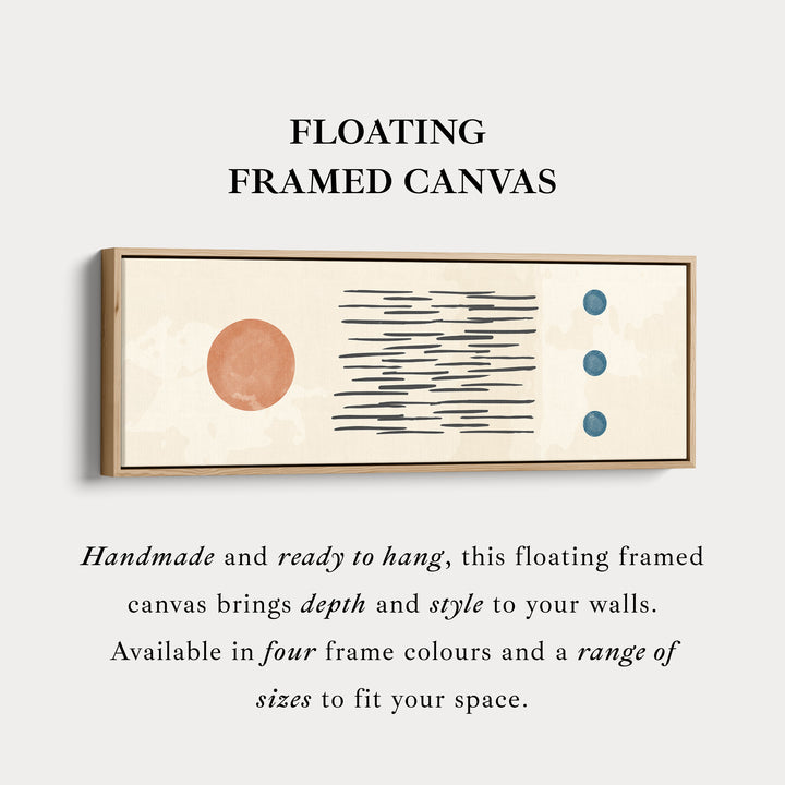 Wide Wall Art Orange And Blue Elements With Graphic Linework For Living Room