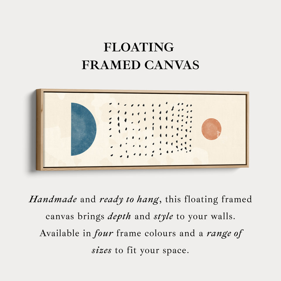 Horizontal Wall Art Blue And Orange Geometric For Living Room