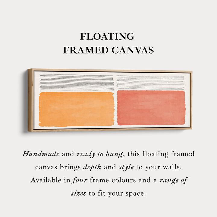 Wide Wall Art Orange And Beige Blocks With Grey Linework