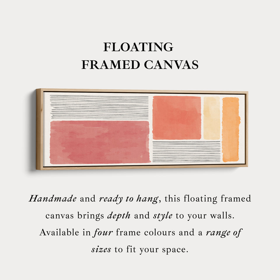 Panoramic Wall Art Warm Terracotta And Orange Blocks With Grey Lines