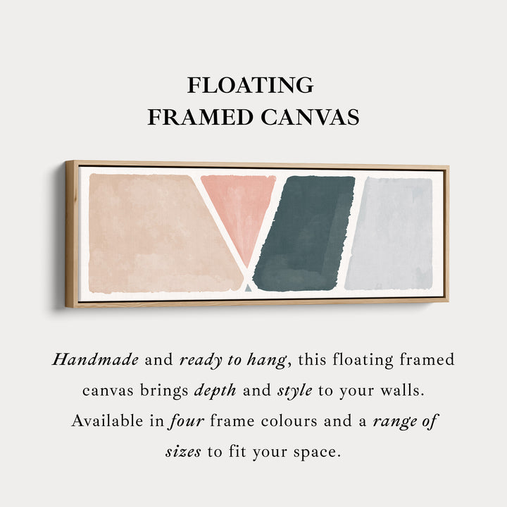 Long Narrow Canvas Modern Geometric In Beige Pink And Deep Green