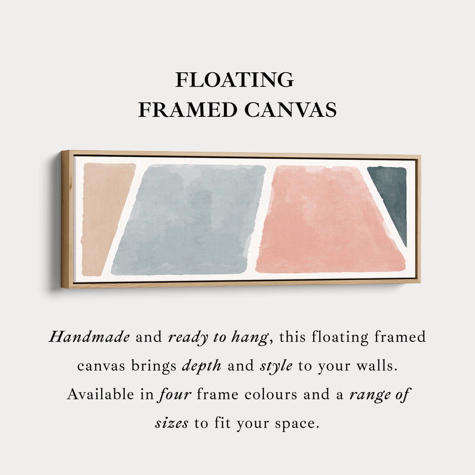 Wide Wall Art Soft Terracotta Blue Grey And Beige Modern Blocks