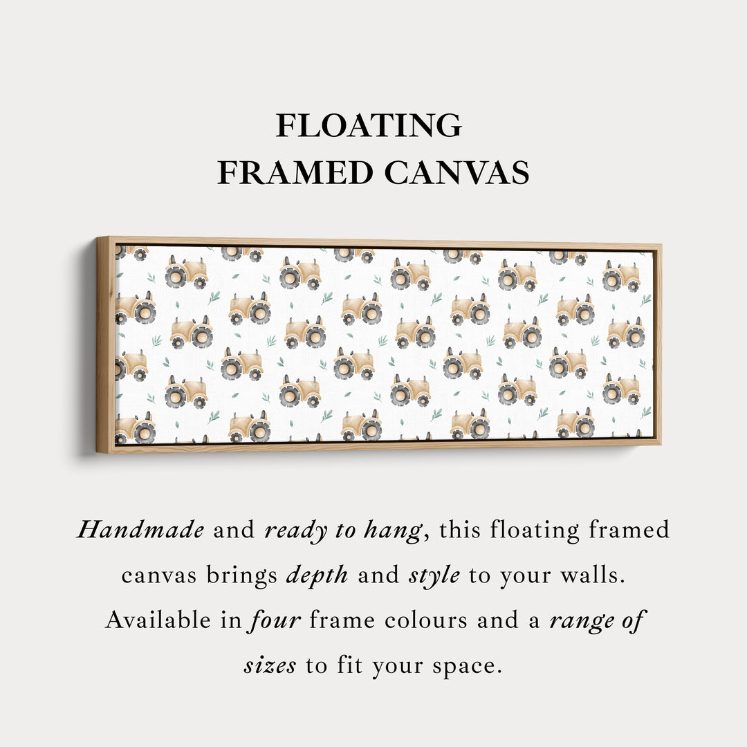 Schattige beige tractoren lange smalle kinderkamer muurdecoratie