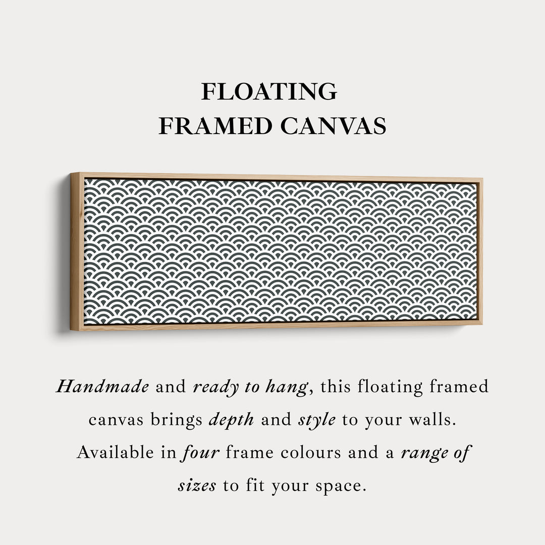Horizontale wanddecoratie zwart-witte Japandi golven