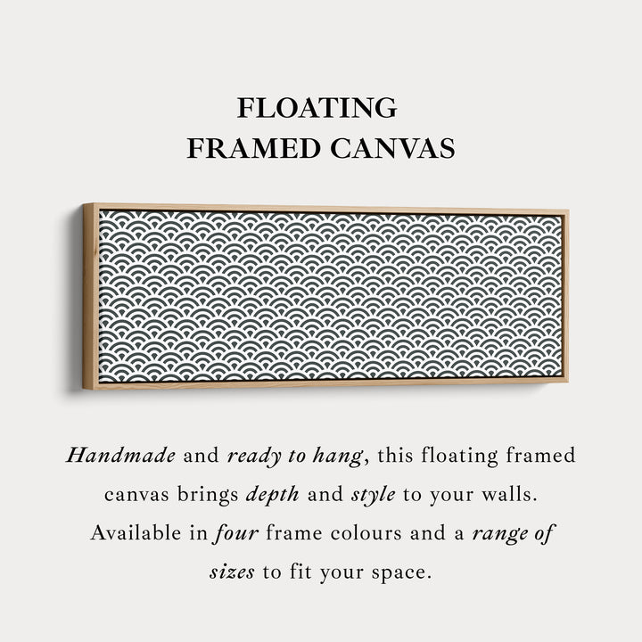 Horizontale wanddecoratie zwart-witte Japandi golven