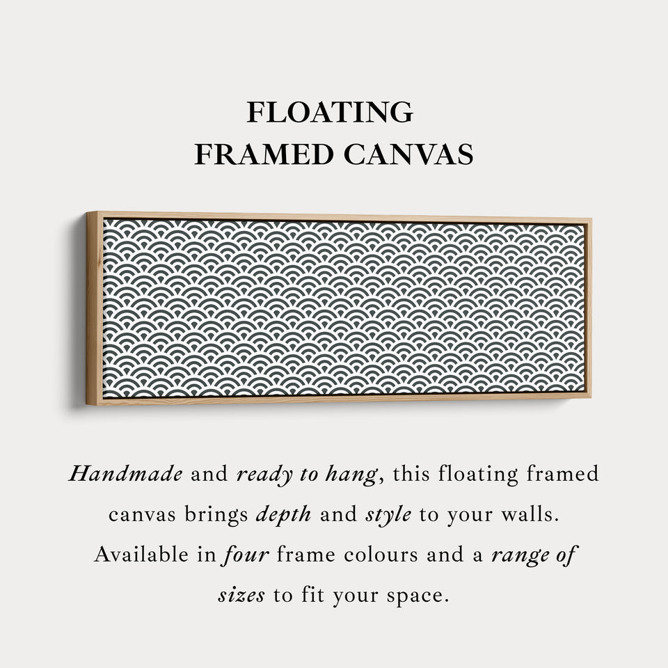 Horizontale Wandkunst Schwarz-Weiß Japandi Wellen