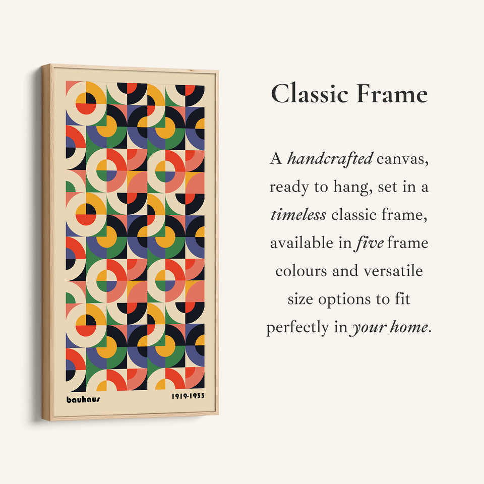 Bauhaus Vertical Wall Art Geometric Circle Grid Tall Canvas For Office