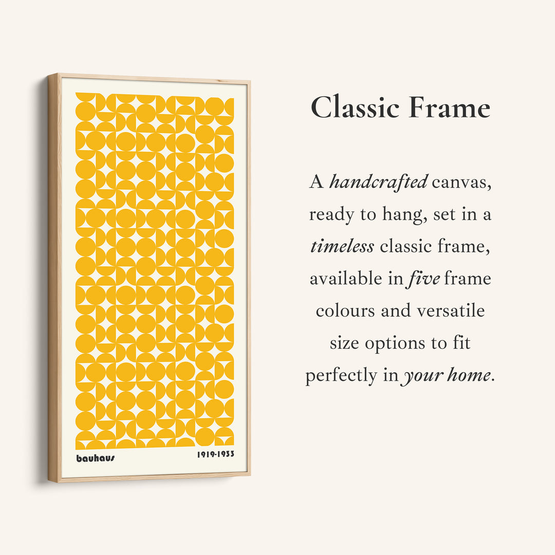 Bauhaus Vertical Wall Art Yellow Circle Pattern Tall Canvas For Hallway