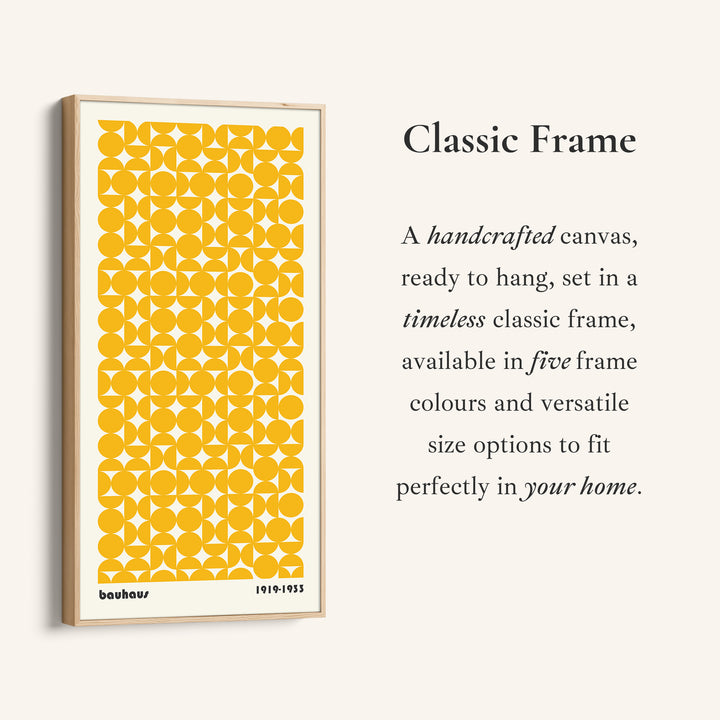 Bauhaus Vertical Wall Art Yellow Circle Pattern Tall Canvas For Hallway