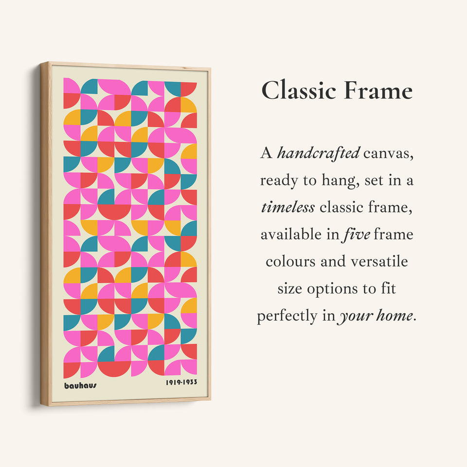 Bauhaus Vertical Wall Art Colourful Geometric Pattern Tall Canvas For Living Room