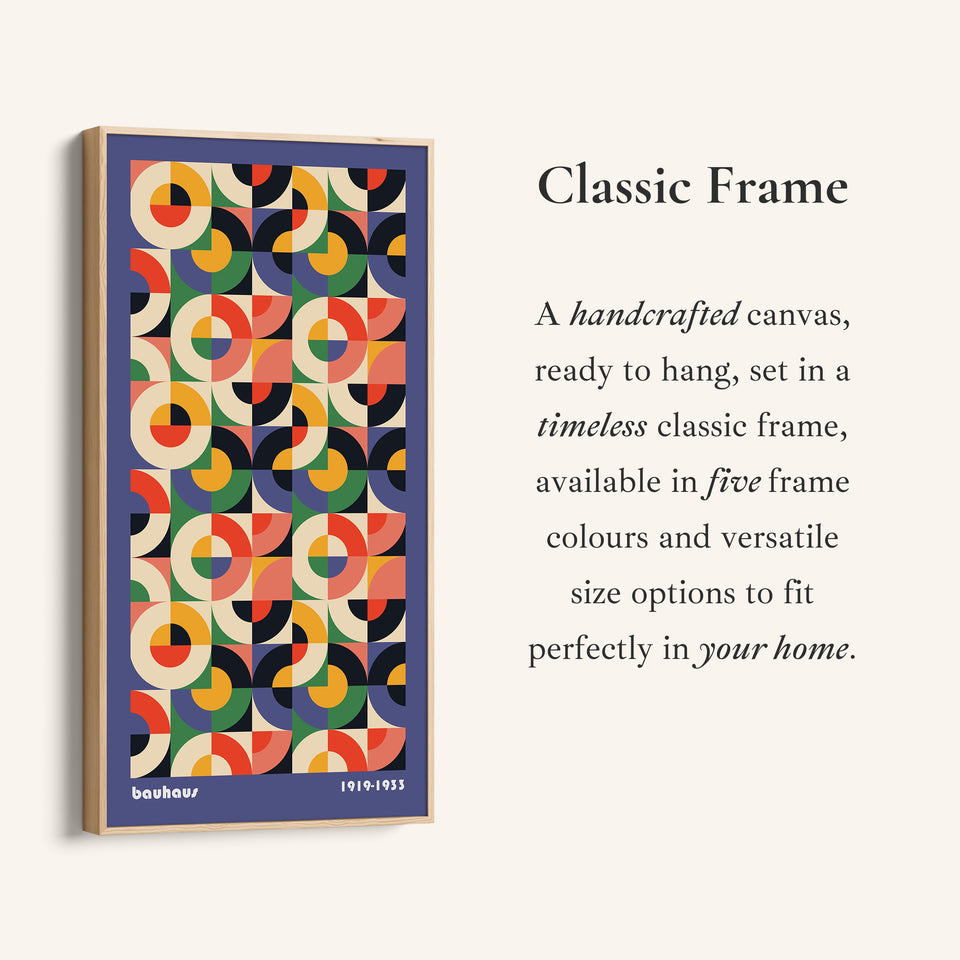 Bauhaus Vertical Wall Art Geometric Circle Grid Tall Canvas For Living Room