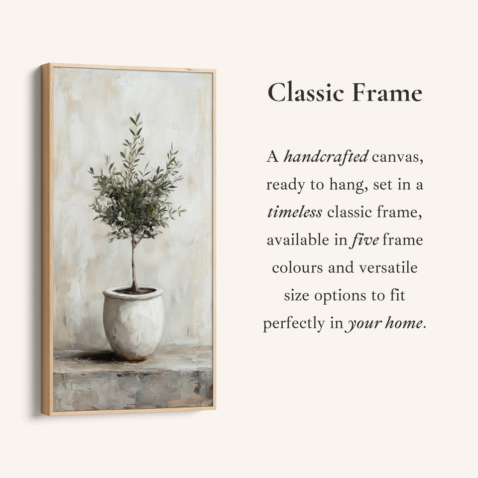 Long Wall Art Potted Olive Tree Tall Canvas For Kitchen