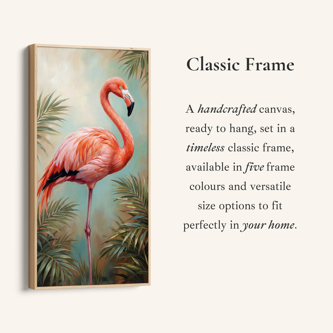Narrow Wall Art Flamingo Tropical Portrait Vertical Canvas For Bedroom