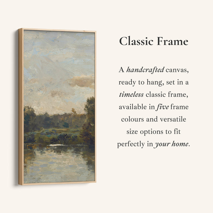 Impressionist River Landscape Vertical Wall Art Tall Canvas For Living Room