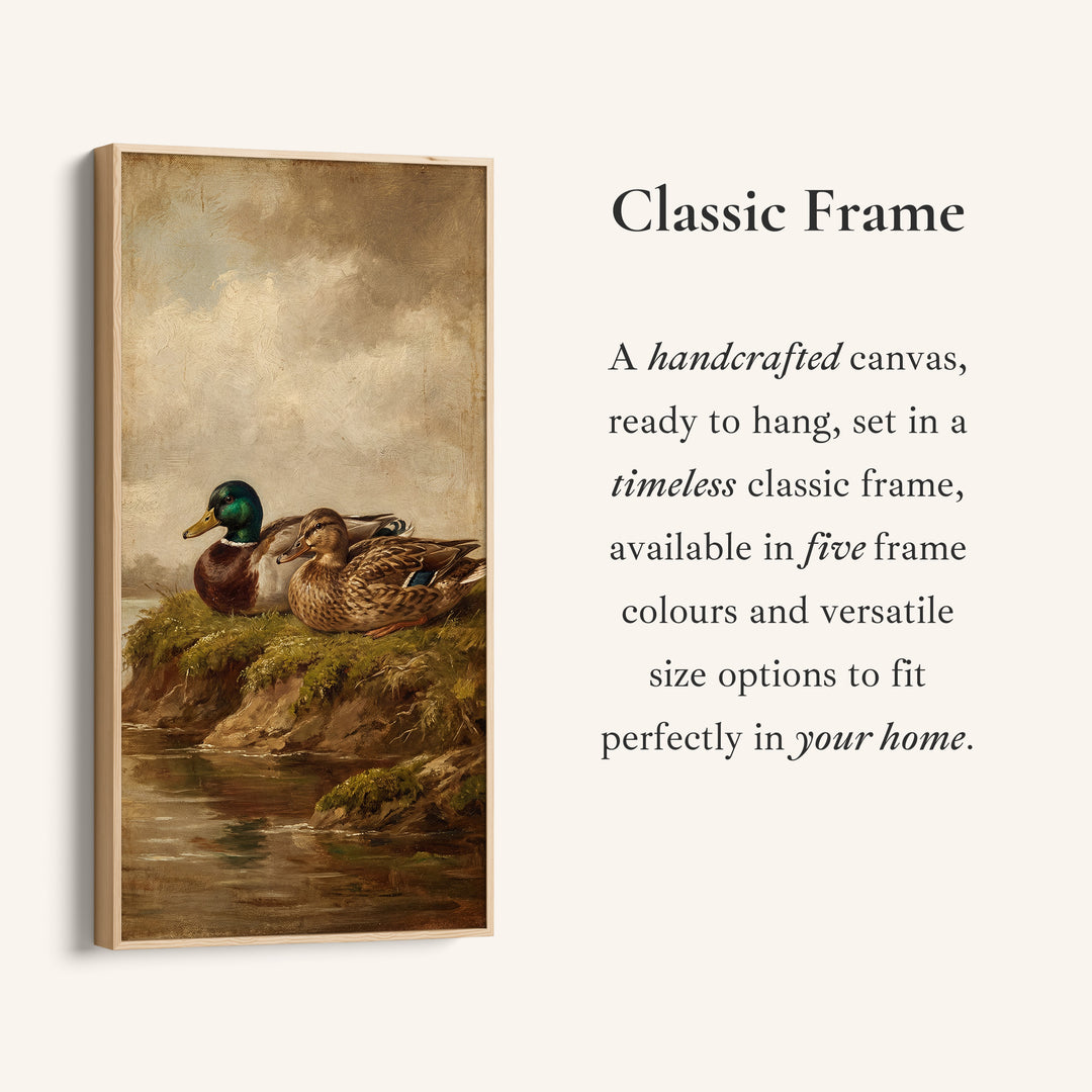 Mallard Duck Pair Narrow Wall Art Vertical Canvas For Kitchen