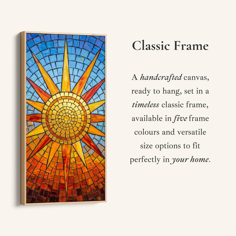 Mosaic Sun Close View Long Wall Art Tall Canvas For Kitchen