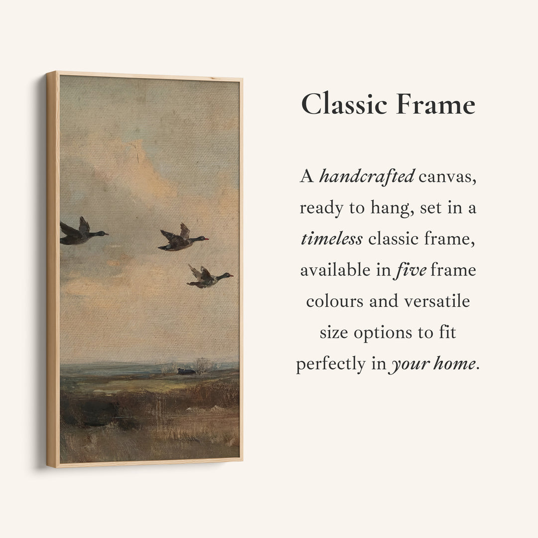 Ducks Flying Portrait Wall Art Tall Canvas For Hallway
