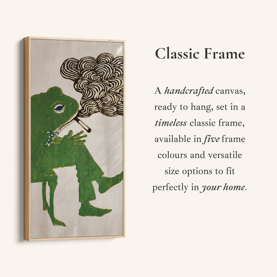 Green Frog Illustration Large Vertical Wall Art For Office