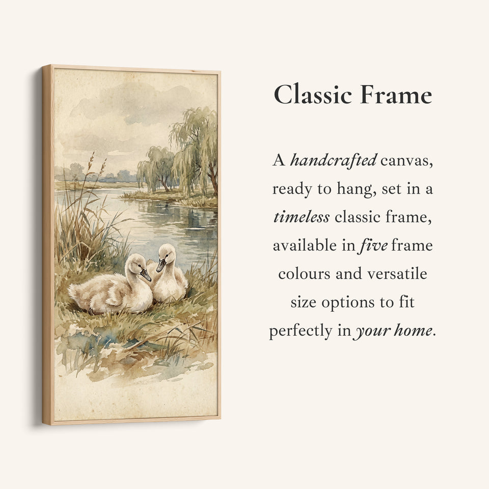 Willow Lakeside Scene Vertical Wall Art Tall Canvas For Kitchen