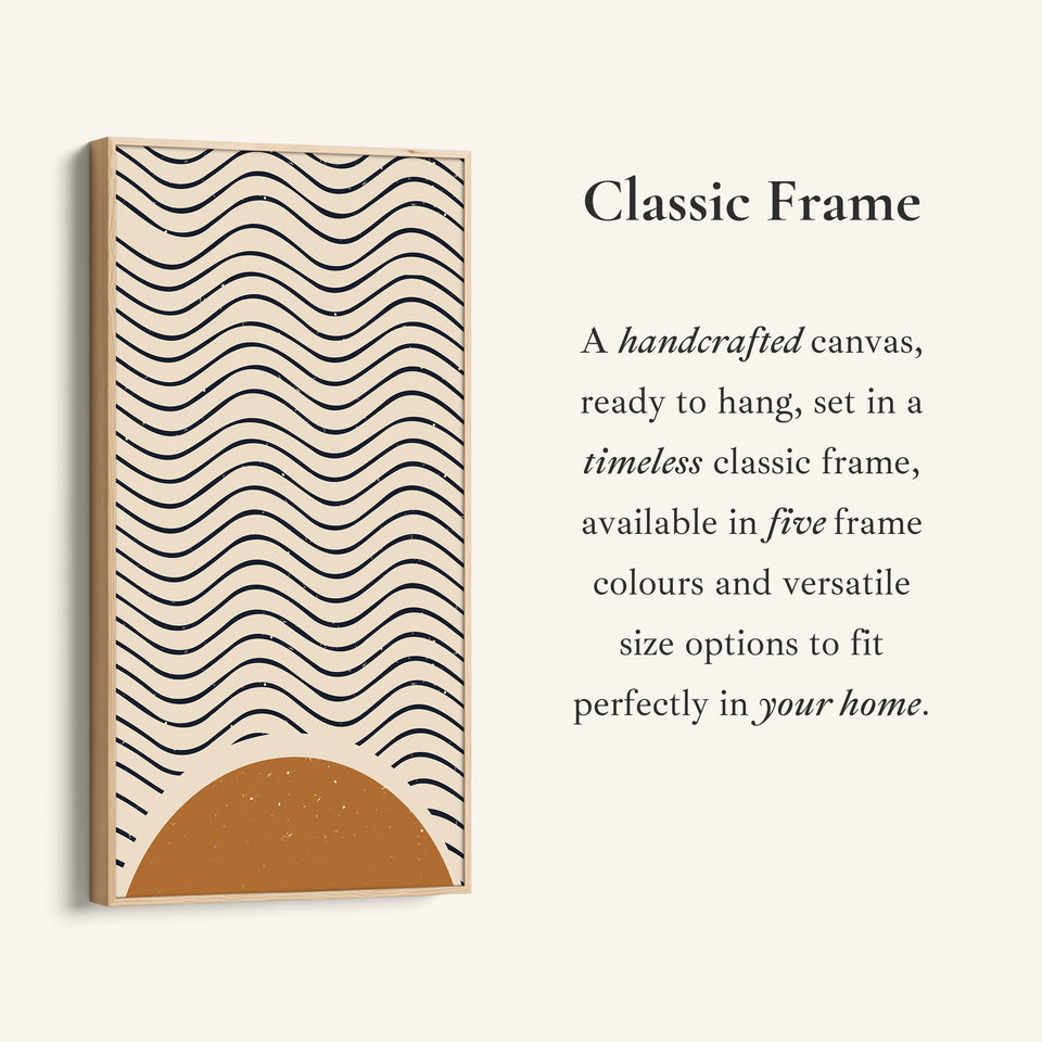 Wavy Sun Abstract Narrow Wall Art Vertical Canvas For Bedroom