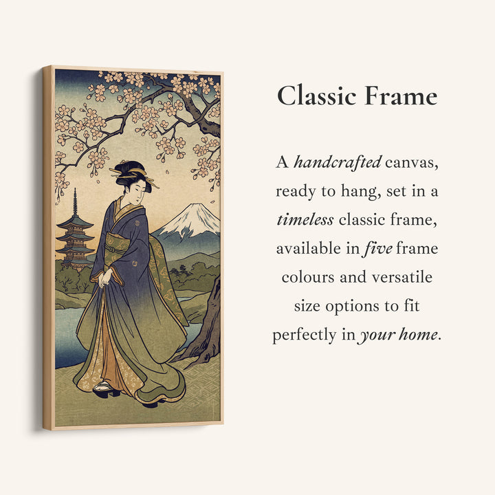 Tall Narrow Canvas Geisha Cherry Blossom Vertical Canvas For Office