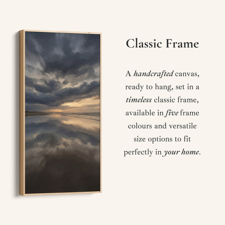 Portrait Wall Art Stormy Beach Reflection Tall Canvas For Living Room