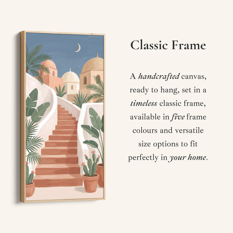Tall Framed Canvas Mediterranean Staircase Vertical Canvas For Hallway