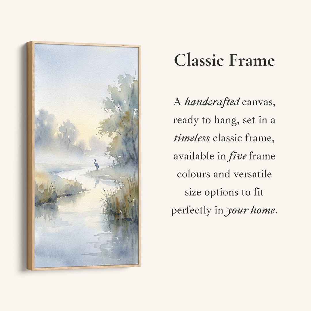 Narrow Wall Art Watercolour River Landscape Vertical Canvas For Bedroom