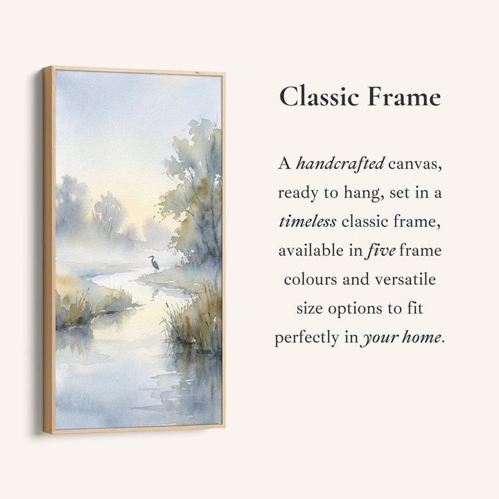 Narrow Wall Art Watercolour River Landscape Vertical Canvas For Bedroom